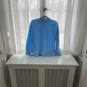 J. crew high neck knit clip dot long sleeved blouse